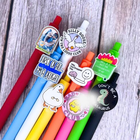 8PC Funny Pens Cute Pen Set with Sayings | Snarky Sassy Rude Sweary Demotivational Hilarious Dumpster Fire Goose Stay Positive for Adult Nurse Nursing Work Novelty Friend Office Supplies Gifts in Saudi Arabia