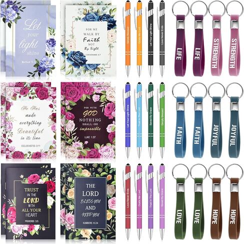 Inspirational Gifts Notepads Motivational Ballpoint Pens Inspirational Quotes Key chains for Woman Motivational Journal Notebook Bulk for School Office Home Travel Gift Supplies (Motivational 36Pcs) in Saudi Arabia