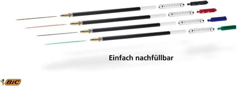 Bic 4 Colours Pens All In One, Multi Coloured Pens All In One, Retractable Ballpoint Pens, Medium 1.0mm, Green, Blue, Red, Black, 5 Pens Per Pack, 1 Pack in Saudi Arabia