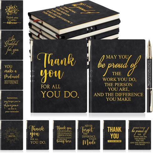 20 Pcs/10 Set Leadership Gifts Inspirational A5 Leather Journal Notebook Ballpoint Pen for Employee Appreciation Gifts Bulk Teacher Student Graduation Coworker Volunteer Team Gifts(Black, Modern Style) in Saudi Arabia