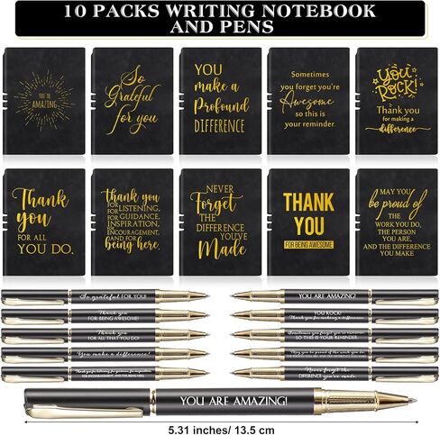 20 Pcs/10 Set Leadership Gifts Inspirational A5 Leather Journal Notebook Ballpoint Pen for Employee Appreciation Gifts Bulk Teacher Student Graduation Coworker Volunteer Team Gifts(Black, Modern Style) in Saudi Arabia