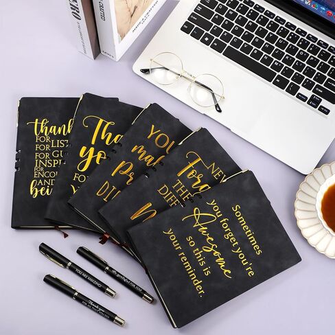 20 Pcs/10 Set Leadership Gifts Inspirational A5 Leather Journal Notebook Ballpoint Pen for Employee Appreciation Gifts Bulk Teacher Student Graduation Coworker Volunteer Team Gifts(Black, Modern Style) in Saudi Arabia