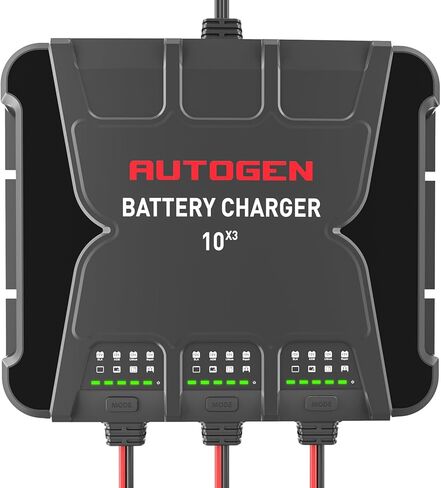 شاحن بطارية بحري ذكي 3 بنوك من AUTOGEN، 12 فولت 30 أمبير (10 أمبير/بنك) شاحن قارب مقاوم للماء على متن الطائرة، جهاز صيانة البطارية ومزيل الكبريت لبطاريات Deep-Cylce وAGM والليثيوم (LiFePO4) in Kuwait