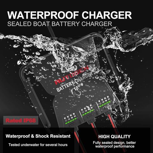 شاحن بطارية بحري ذكي 3 بنوك من AUTOGEN، 12 فولت 30 أمبير (10 أمبير/بنك) شاحن قارب مقاوم للماء على متن الطائرة، جهاز صيانة البطارية ومزيل الكبريت لبطاريات Deep-Cylce وAGM والليثيوم (LiFePO4) in Kuwait