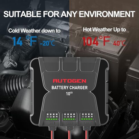 شاحن بطارية بحري ذكي 3 بنوك من AUTOGEN، 12 فولت 30 أمبير (10 أمبير/بنك) شاحن قارب مقاوم للماء على متن الطائرة، جهاز صيانة البطارية ومزيل الكبريت لبطاريات Deep-Cylce وAGM والليثيوم (LiFePO4) in Kuwait