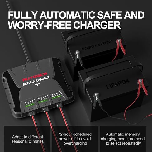 شاحن بطارية بحري ذكي 3 بنوك من AUTOGEN، 12 فولت 30 أمبير (10 أمبير/بنك) شاحن قارب مقاوم للماء على متن الطائرة، جهاز صيانة البطارية ومزيل الكبريت لبطاريات Deep-Cylce وAGM والليثيوم (LiFePO4) in Kuwait