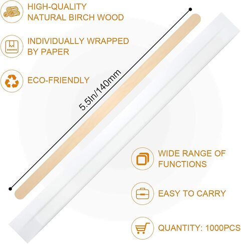 5×1000Pcs Disposable Wood Coffee Stir Sticks Stirrers Individually Paper Wrapped Coffee Tea Beverage Stirrers Stirrings 5.5 Inch,140mm in Saudi Arabia