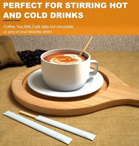 5×1000Pcs Disposable Wood Coffee Stir Sticks Stirrers Individually Paper Wrapped Coffee Tea Beverage Stirrers Stirrings 5.5 Inch,140mm in Saudi Arabia