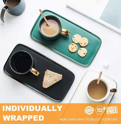 5×1000Pcs Disposable Wood Coffee Stir Sticks Stirrers Individually Paper Wrapped Coffee Tea Beverage Stirrers Stirrings 5.5 Inch,140mm in Saudi Arabia