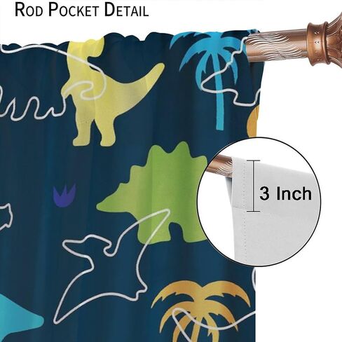 Dinosaur Kids Curtains, Cartoon Colorful Dino Blackout Window Treatments for Boys Girls Children Nursery Living Room Bedroom, Wildlife Safari Animal Patterned Print Drapes 2 Panel Sets,42x45 Inch in Saudi Arabia