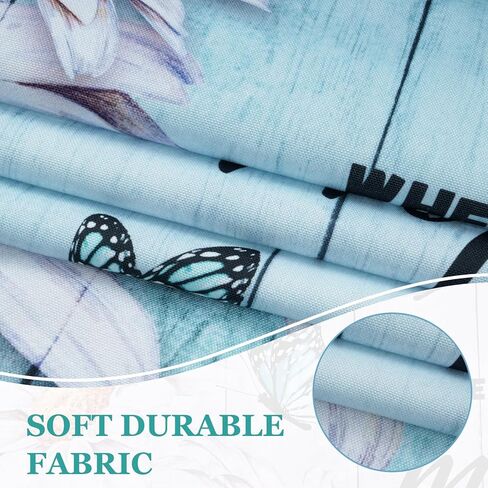 Likiyol Butterfly Swag Curtains Floral Daisy Kitchen Swag Curtain, Farmhouse Teal Swag Valances, Rod Pocket Small Window Curtain for Cafe Bathroom Bedroom Drapes, 60 x 36 Inches in Kuwait