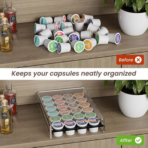 K Cup Holder - Coffee Pod Holder Storage Drawer for Coffee Capsule, Stand for Coffee Maker, Coffee Bar, Kitchen Organizer in Saudi Arabia