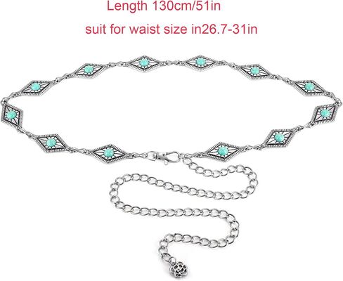 CHIC DIARY Western Chain Waist Belt Vintage Cowgirl Belts For Women Adjustment Concho Metal Chain Belt For Dresses Jeans in Saudi Arabia