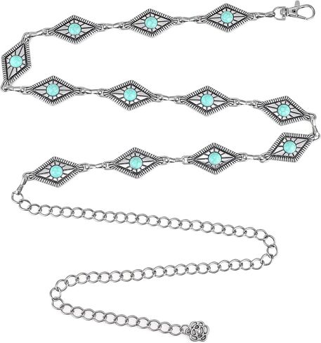 CHIC DIARY Western Chain Waist Belt Vintage Cowgirl Belts For Women Adjustment Concho Metal Chain Belt For Dresses Jeans in Saudi Arabia