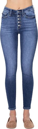 Judy Blue Women's High Waist Button Fly Skinny Jeans 82319 (22) Blue in Saudi Arabia