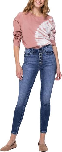 Judy Blue Women's High Waist Button Fly Skinny Jeans 82319 (22) Blue in Saudi Arabia