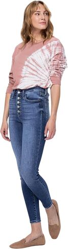 Judy Blue Women's High Waist Button Fly Skinny Jeans 82319 (22) Blue in Saudi Arabia