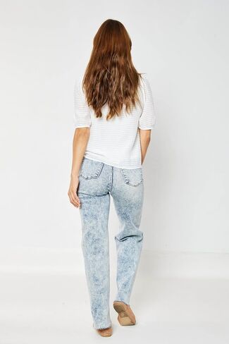 Judy Blue High Waist Mineral Wash Raw Hem Wide Jeans for Women 88828- in Saudi Arabia