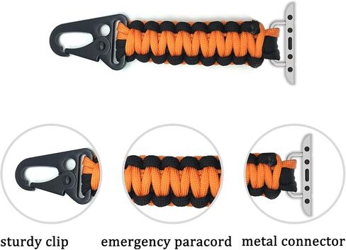 Paracord Keychain Clip Compatible with Apple Watch Fob Military Braided Strap in Saudi Arabia