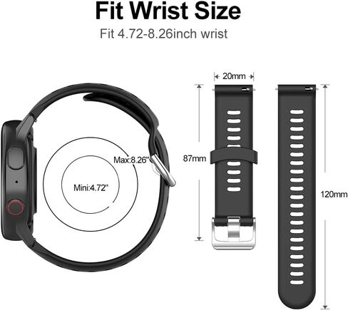 Compatible with Garmin Forerunner 245/645/55 Watch Band, 20mm Soft Silicone for Galaxy Watch 6/5/4, for Garmin Venu/Venu Sq/Vivomove HR/Vivoactive 3/245 Music /645 Music Smartwatch. in Saudi Arabia
