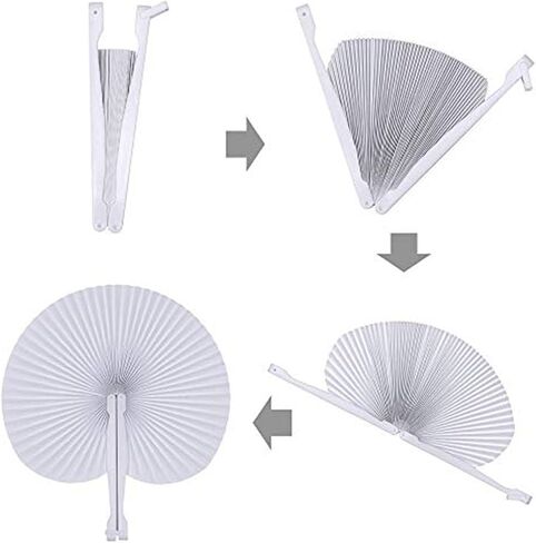 12 Pieces Paper Fans,Black Bulk Folding Foldable Hand Handheld Fans Wedding Decorations Round Shaped Accordion Fans with Plastic Fan Handles for Wedding Birthday Guest Party Favors DIY in Saudi Arabia