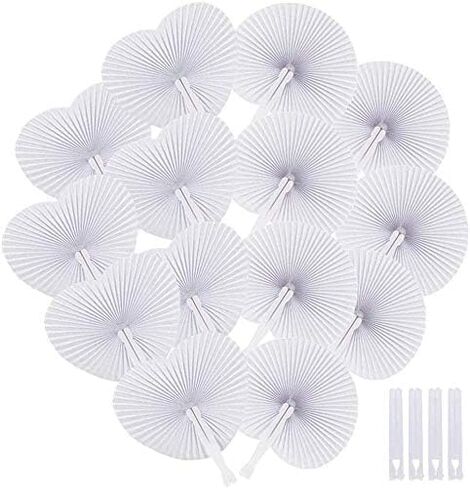12 Pieces Paper Fans,Black Bulk Folding Foldable Hand Handheld Fans Wedding Decorations Round Shaped Accordion Fans with Plastic Fan Handles for Wedding Birthday Guest Party Favors DIY in Saudi Arabia