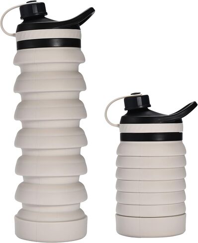 Hydrate Collapsible Water Bottle, 14.2oz - Expandable from 4.3" to 7.4" - Portable Silicone Leakproof Folding Cup - Flexible Liquid Container - Reusable Blue Drink Storage for Travel - Secure Drinking in Saudi Arabia