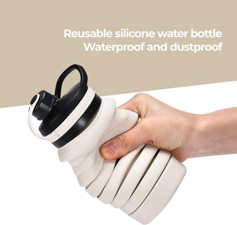 Hydrate Collapsible Water Bottle, 14.2oz - Expandable from 4.3" to 7.4" - Portable Silicone Leakproof Folding Cup - Flexible Liquid Container - Reusable Blue Drink Storage for Travel - Secure Drinking in Saudi Arabia