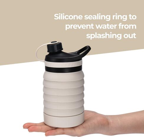 Hydrate Collapsible Water Bottle, 14.2oz - Expandable from 4.3" to 7.4" - Portable Silicone Leakproof Folding Cup - Flexible Liquid Container - Reusable Blue Drink Storage for Travel - Secure Drinking in Saudi Arabia