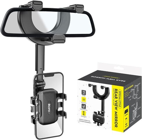 IKOPO Car Phone Holder Rearview Mirror Mount, Sturdiest Shockproof Mobile Cell Phone Mount for Car with Adjustable Arm Suitable All Phones and All Car Rearview Mirror in Kuwait