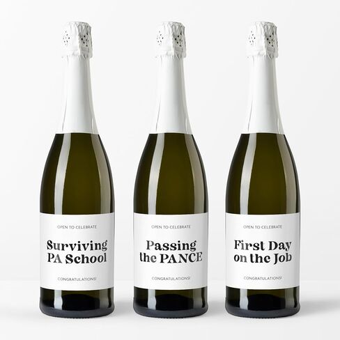(Set of 3) PA Milestone Labels for Wine and Champagne Bottles. Physician Assistant Graduation Gift. Passed the PANCE. in Saudi Arabia