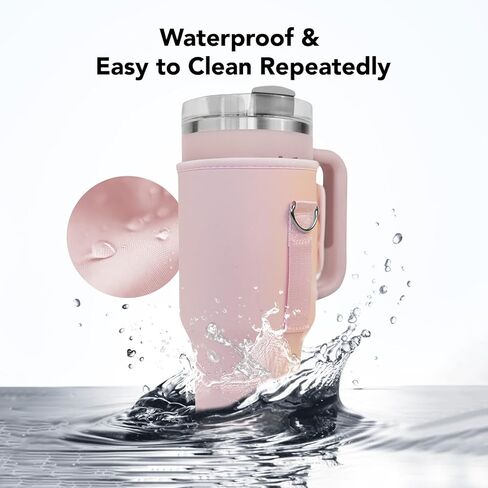 حقيبة حامل زجاجات المياه لكأس ستانلي 30oz/40oz بهلوان ترقية مادة الليكرا مقاومة للصدمات وحزام كتف قابل للتعديل ملحقات حامل الحقيبة للمشي لمسافات طويلة والسفر والتخييم in Kuwait