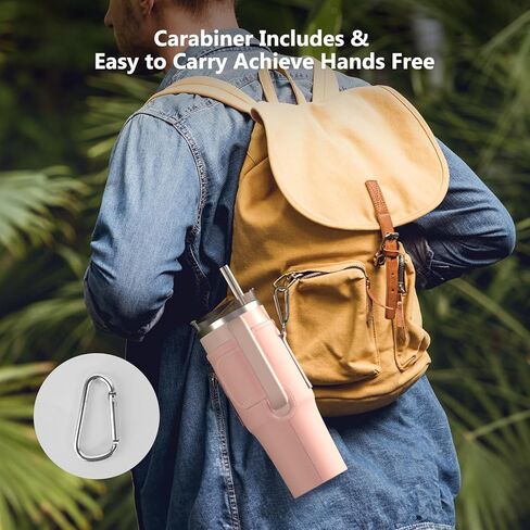 حقيبة حامل زجاجات المياه لكأس ستانلي 30oz/40oz بهلوان ترقية مادة الليكرا مقاومة للصدمات وحزام كتف قابل للتعديل ملحقات حامل الحقيبة للمشي لمسافات طويلة والسفر والتخييم in Kuwait