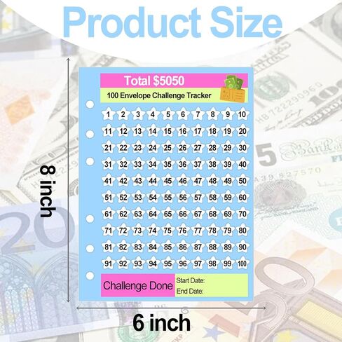 Money Saving Challenge Binder Trackers for 6 Ring A5 Binders Monthly Savings Challenge Tracker Cards 6x8 100 Envelopes,52 Week,30 Day 100 Day,Savings Challenges Binder (5050) in Saudi Arabia