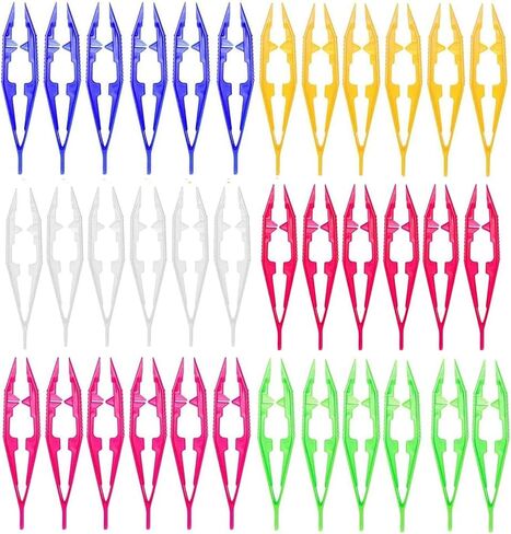 36PCS Plastic Tweezers 6 Assorted Colors Craft Forceps Tools for Handmade DIY Creative Beading Projects Jewelry Making Kids Adult Home Classroom School in Saudi Arabia
