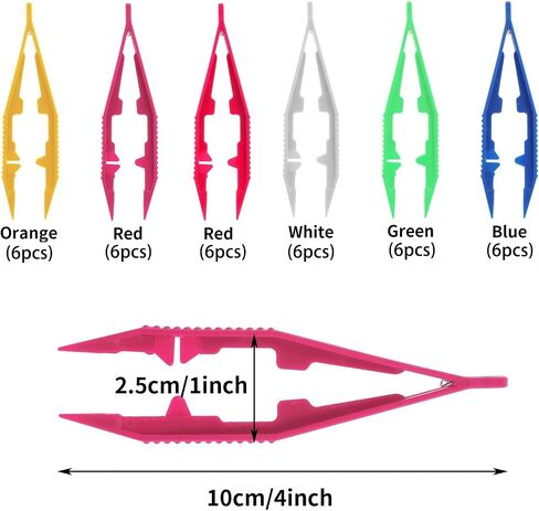 36PCS Plastic Tweezers 6 Assorted Colors Craft Forceps Tools for Handmade DIY Creative Beading Projects Jewelry Making Kids Adult Home Classroom School in Saudi Arabia