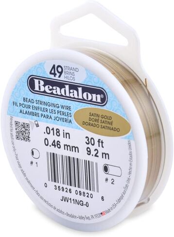 Beadalon 49 Strand Stainless Steel Bead Stringing Wire, 018 in / 0.46 mm, Satin Gold, 30 ft / 9.2 m in Saudi Arabia