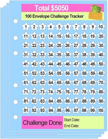 Money Saving Challenge Binder Trackers for 6 Ring A5 Binders Monthly Savings Challenge Tracker Cards 6x8 100 Envelopes,52 Week,30 Day 100 Day,Savings Challenges Binder (5050) in Saudi Arabia