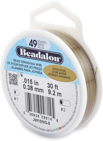 Beadalon 49 Strand Stainless Steel Bead Stringing Wire, 018 in / 0.46 mm, Satin Gold, 30 ft / 9.2 m in Saudi Arabia