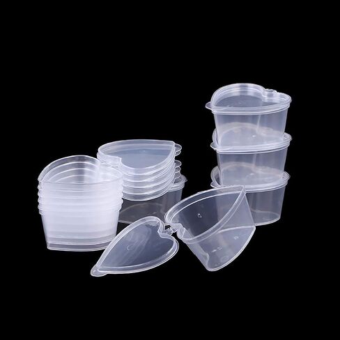 30 Pcs 45ml Heart Shaped Slime Storage Containers Small Plastic Box with Lids Sauce Cups Souffle Cups in Saudi Arabia