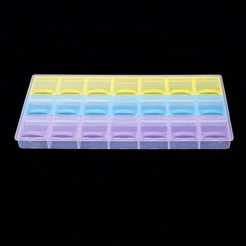 lasenersm 1 Pack Diamond-Paint-Art Container 21 Grids Diamond-Paint-Art Storage Box Plastic Rectangle Bead Storage Containers Jewelry Organizer Storage Container Nail Art Storage Case, Multicolor in Saudi Arabia