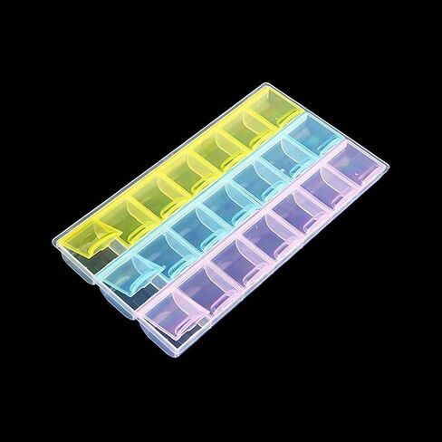 lasenersm 1 Pack Diamond-Paint-Art Container 21 Grids Diamond-Paint-Art Storage Box Plastic Rectangle Bead Storage Containers Jewelry Organizer Storage Container Nail Art Storage Case, Multicolor in Saudi Arabia