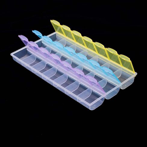 lasenersm 1 Pack Diamond-Paint-Art Container 21 Grids Diamond-Paint-Art Storage Box Plastic Rectangle Bead Storage Containers Jewelry Organizer Storage Container Nail Art Storage Case, Multicolor in Saudi Arabia