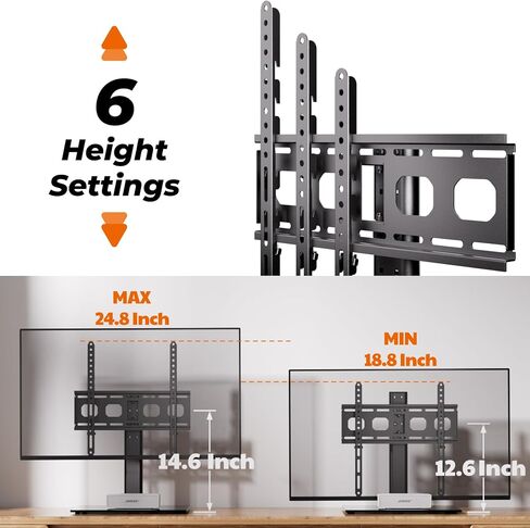 Glass Base Black Steel Tabletop TV Stand for 32 to 60 inch TVs, Universal TV Base Holds up to 88 lbs, VESA 100x100 to 400x400mm in Saudi Arabia
