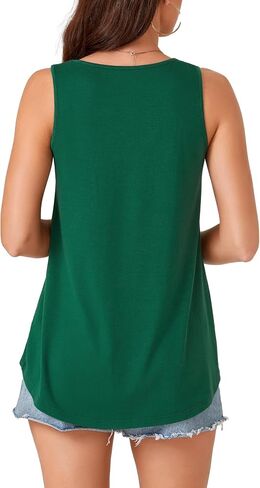 Rooscier Women's Button Down Tank Tops Scoop Neck Sleeveless Loose Casual Cami T Shirts in Saudi Arabia