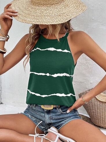 تيشيرت نسائي صيفي بدون أكمام بأكمام طويلة وكتلة ملونة للعطلات in Kuwait