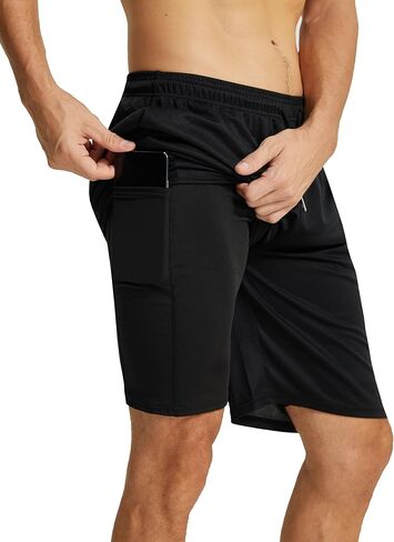 YUSHOW شورت رياضي رجالي 2 في 1 شورت جري سريع الجفاف للتمرين في صالة الألعاب الرياضية وكرة السلة وركوب الدراجات مع جيب للهاتف in Kuwait