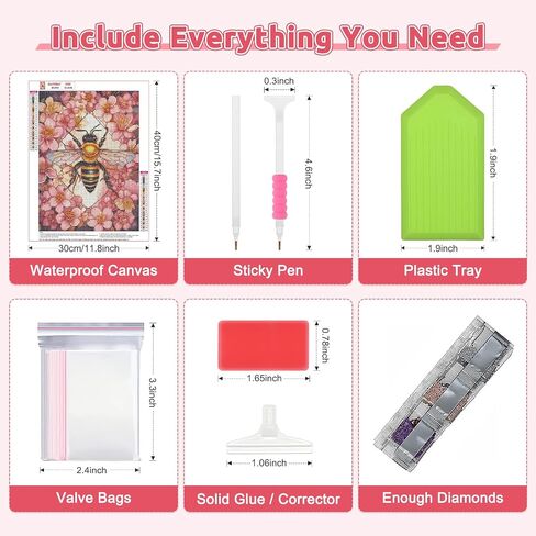 EOBROMD Diamond Art Painting Kits, Flower Bee Full Drill Diamond Dots Paintings for Adults Beginners DIY Paint Picture with Diamonds Pictures Gem Art for Home Wall Art Decor 12x16inch in Saudi Arabia