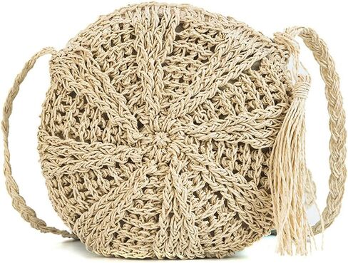 حقيبة يد نسائية من القش بمقبض من القش وحقائب شاطئ صيفية ومحفظة مغلف وحقائب يد منسوجة in Kuwait