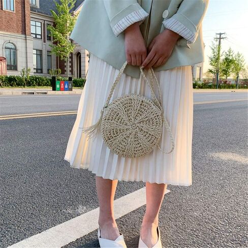 حقيبة يد نسائية من القش بمقبض من القش وحقائب شاطئ صيفية ومحفظة مغلف وحقائب يد منسوجة in Kuwait